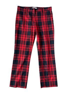 GAP Red Black Plaid Stretch Tailored Crop Pants Size 4